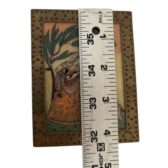 Handcrafted Wooden Jewelry/Trinket Box Glass Gemstone Painting & Brass Border - Picture 8 of 9